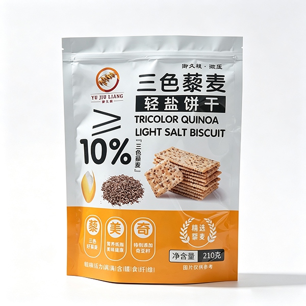 Matte Finish Stand-Up Zipper Pouch for Oatmeal / Biscuit The Matte Finish Stand-Up Zipper Pouch for Oatmeal and Biscuits is a premium flexible packaging solution designed for oatmeal, rolled oats, cookies, biscuits, cereal, granola, and oth