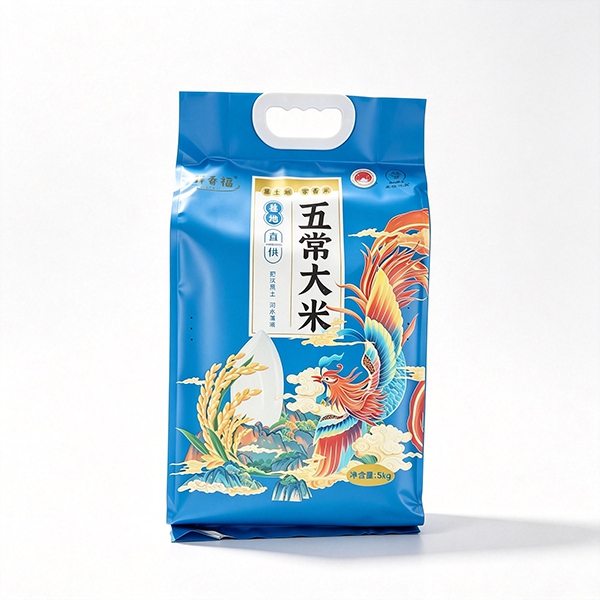 Heavy-Duty Side Gusseted Rice Bag with Plastic Handle